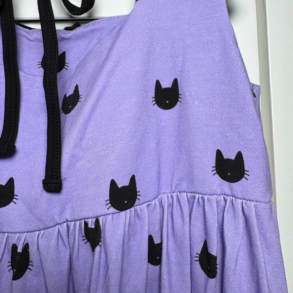 Madison Grace Kids Purple & Black Cat Pattern Ruffle Dress Size 12 - Picture 4 of 8